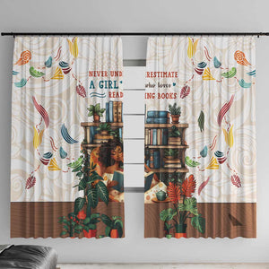 Never Underestimate A Girl Who Loves Reading Books Window Curtain African Book Lovers