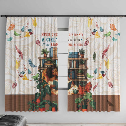 Never Underestimate A Girl Who Loves Reading Books Window Curtain African Book Lovers