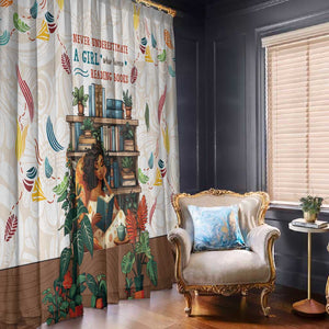 Never Underestimate A Girl Who Loves Reading Books Window Curtain African Book Lovers