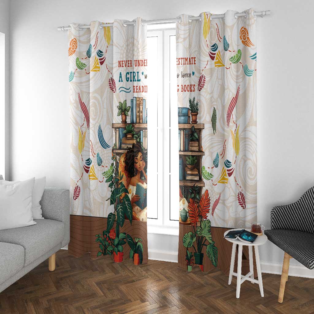 Never Underestimate A Girl Who Loves Reading Books Window Curtain African Book Lovers