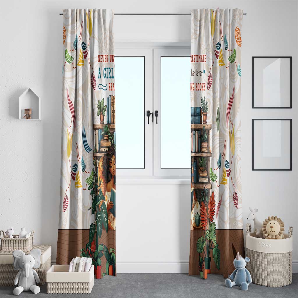 Never Underestimate A Girl Who Loves Reading Books Window Curtain African Book Lovers