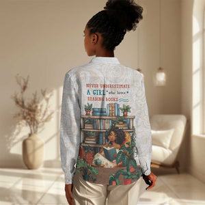 Never Underestimate A Girl Who Loves Reading Books Women Casual Shirt African Book Lovers