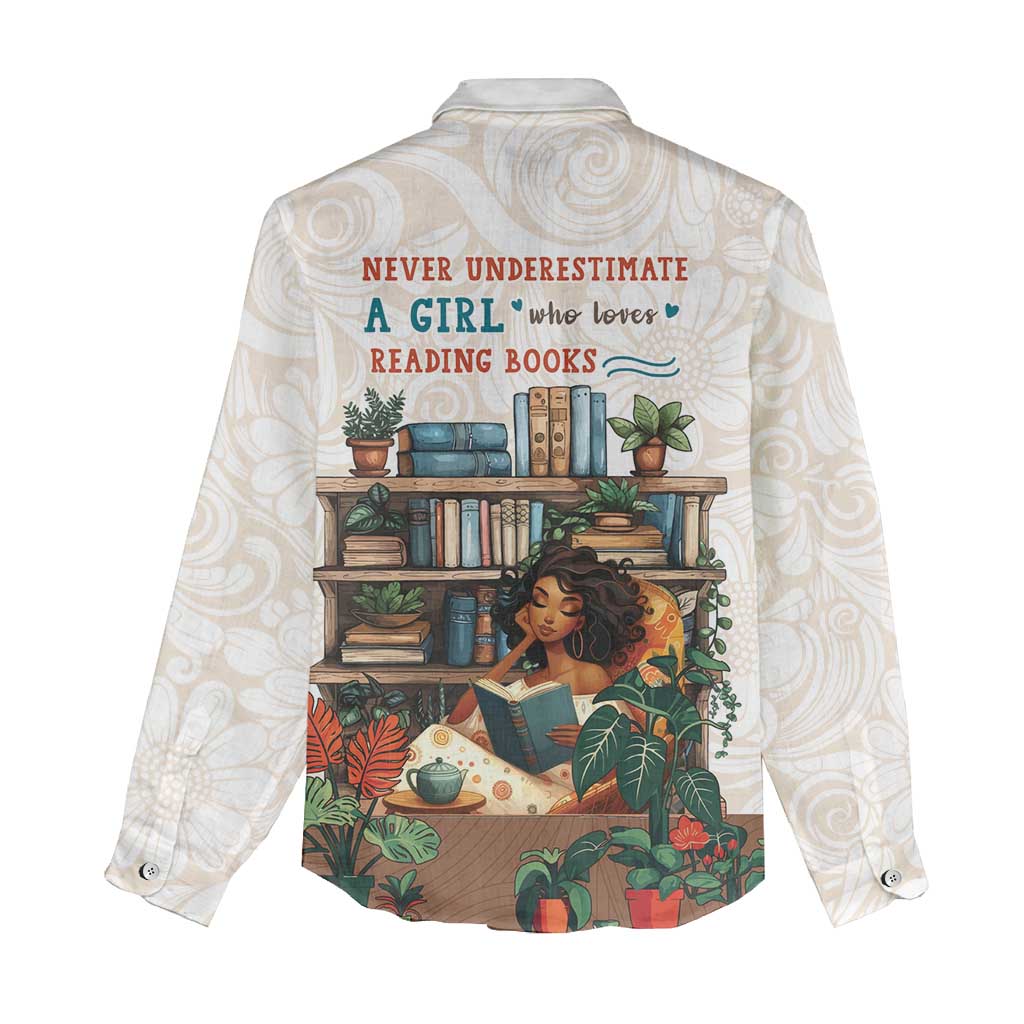 Never Underestimate A Girl Who Loves Reading Books Women Casual Shirt African Book Lovers