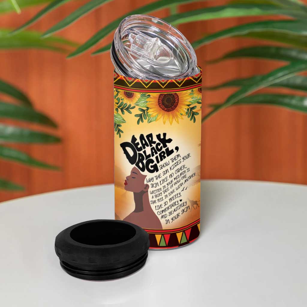 Dear Black Girl 4 in 1 Can Cooler Tumbler African Pride Black Women