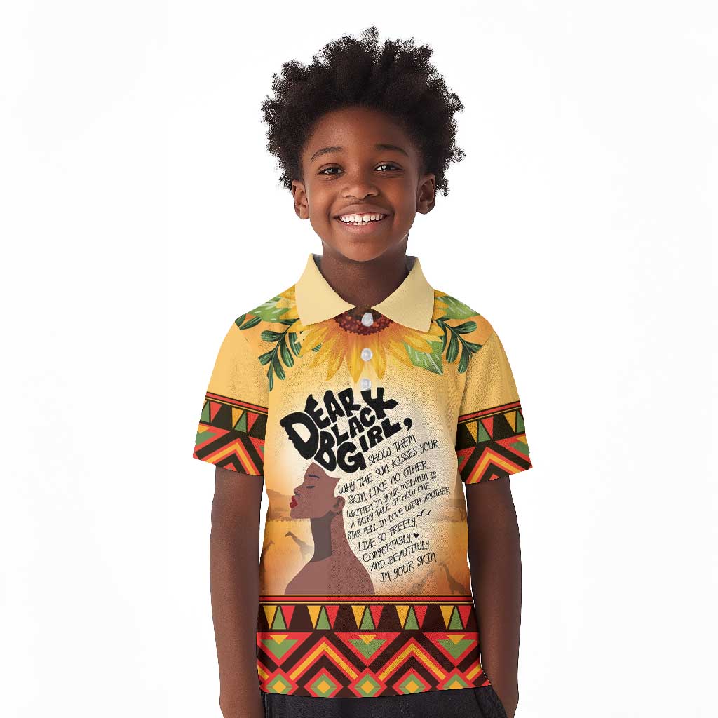 Dear Black Girl Kid Polo Shirt African Pride Black Women