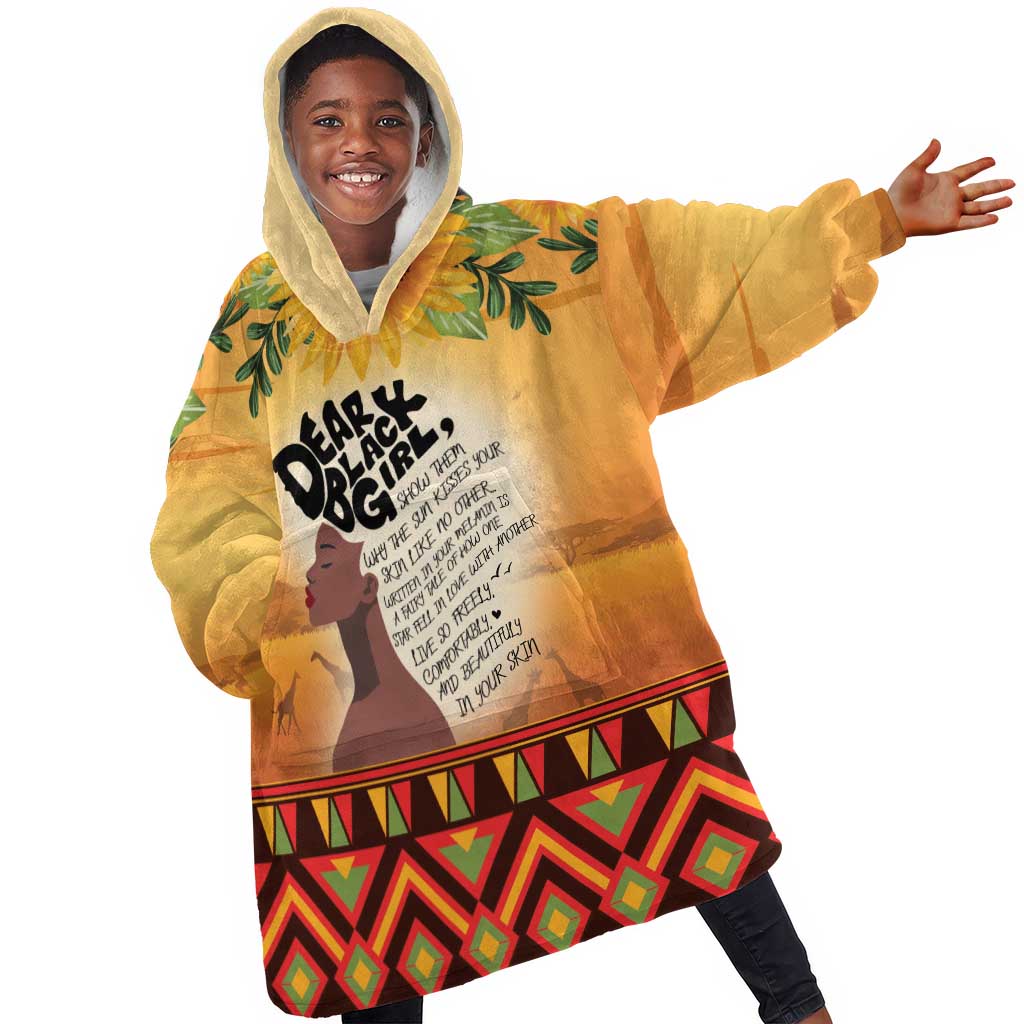 Dear Black Girl Kid Wearable Blanket Hoodie African Pride Black Women