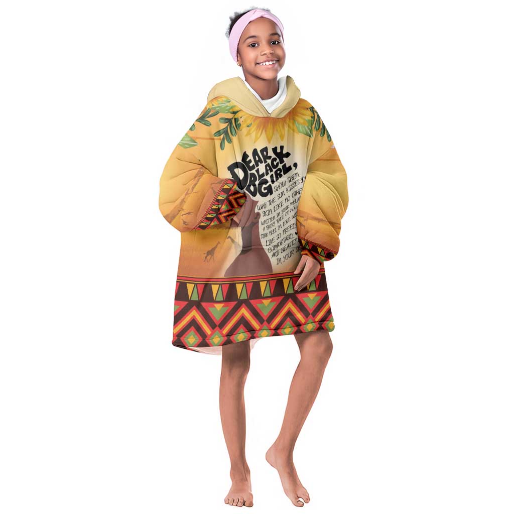 Dear Black Girl Kid Wearable Blanket Hoodie African Pride Black Women
