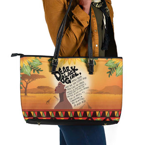 Dear Black Girl Leather Tote Bag African Pride Black Women