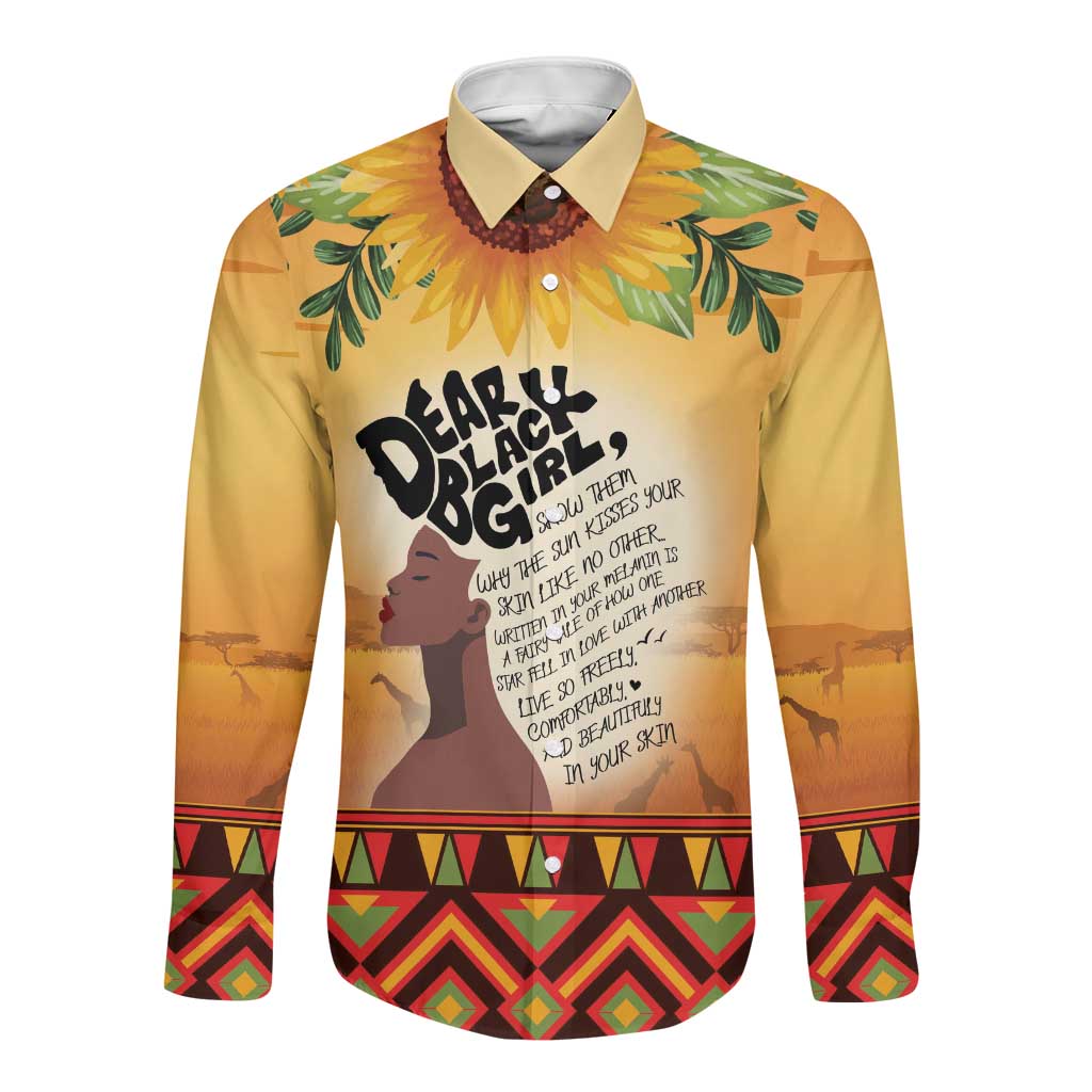 Dear Black Girl Long Sleeve Button Shirt African Pride Black Women