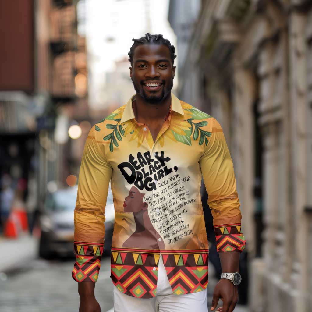 Dear Black Girl Long Sleeve Button Shirt African Pride Black Women
