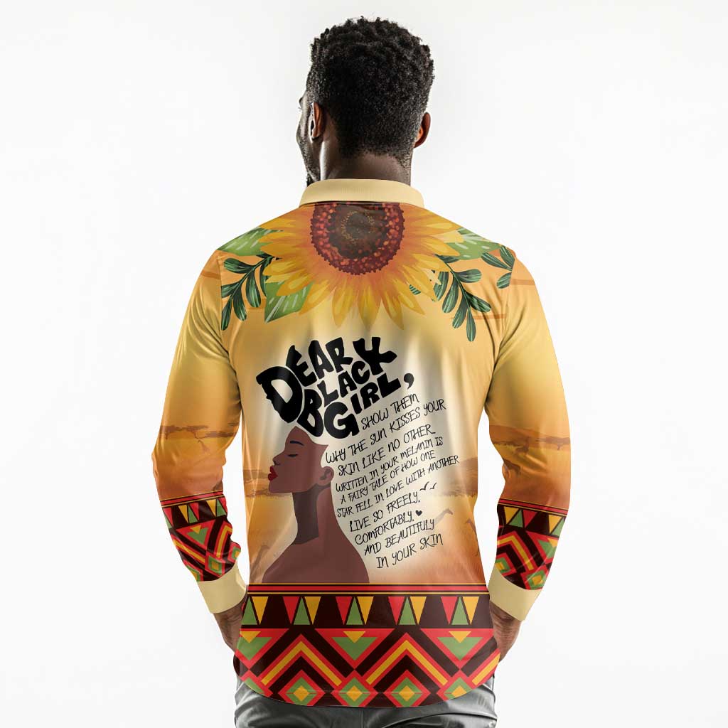 Dear Black Girl Long Sleeve Polo Shirt African Pride Black Women