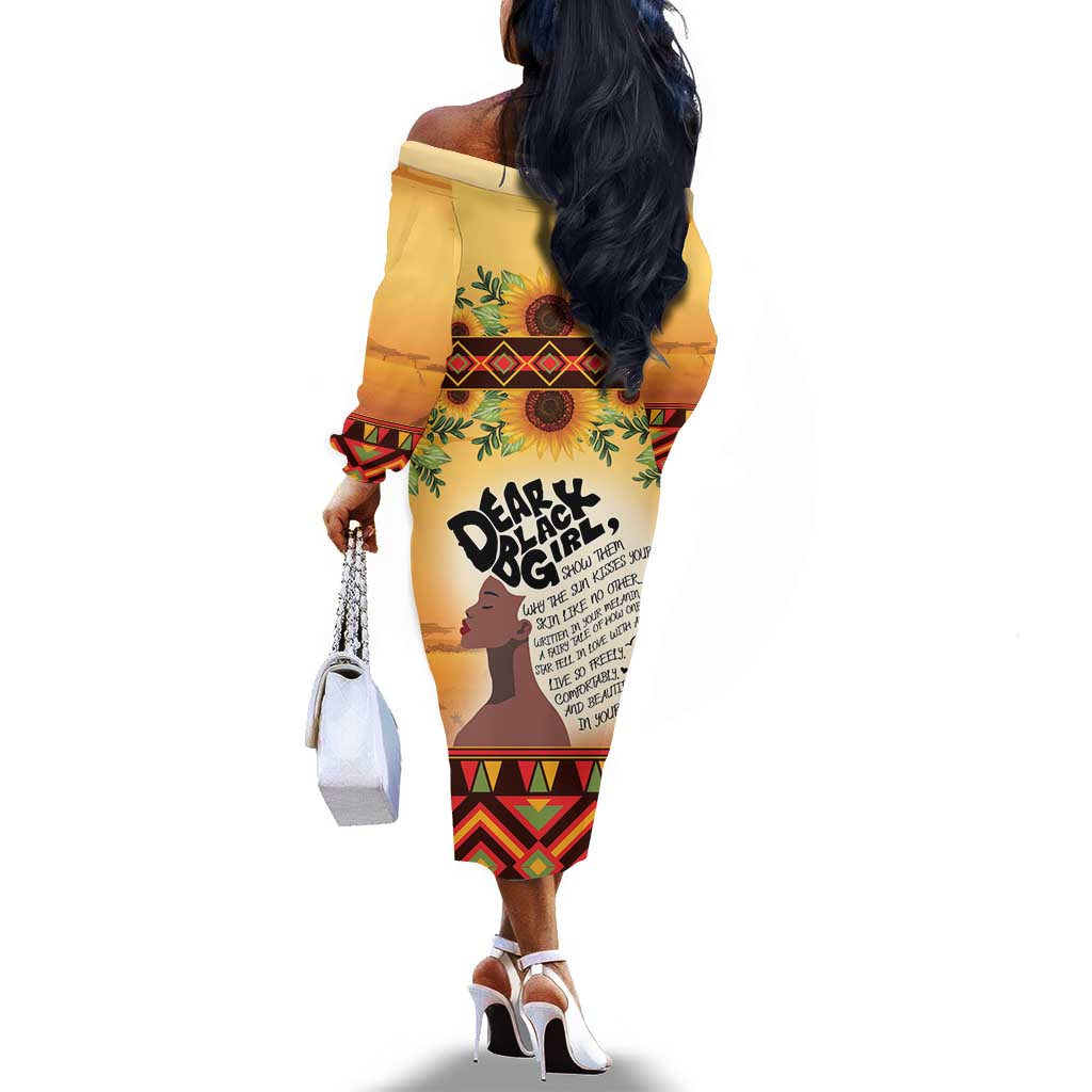 Dear Black Girl Off The Shoulder Long Sleeve Dress African Pride Black Women