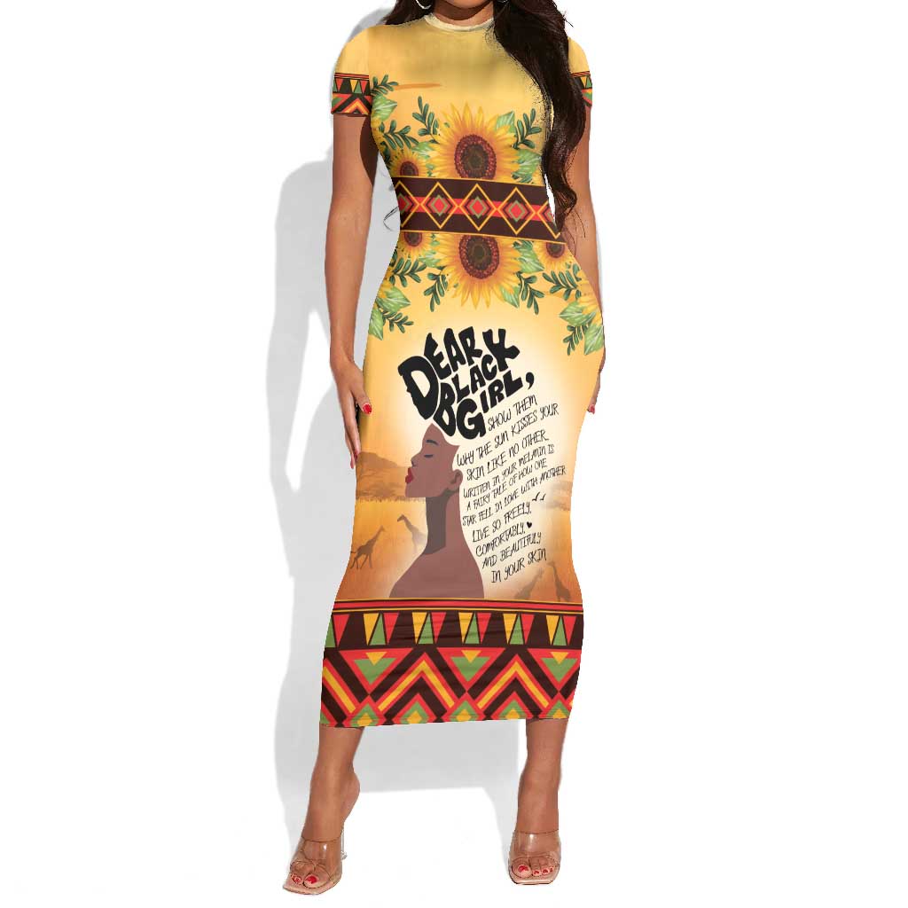 Dear Black Girl Short Sleeve Bodycon Dress African Pride Black Women DT04