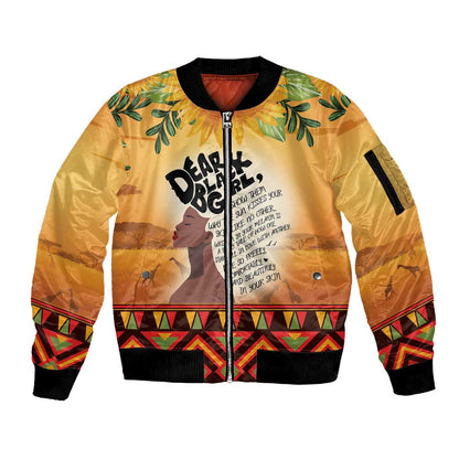 Dear Black Girl Sleeve Zip Bomber Jacket African Pride Black Women
