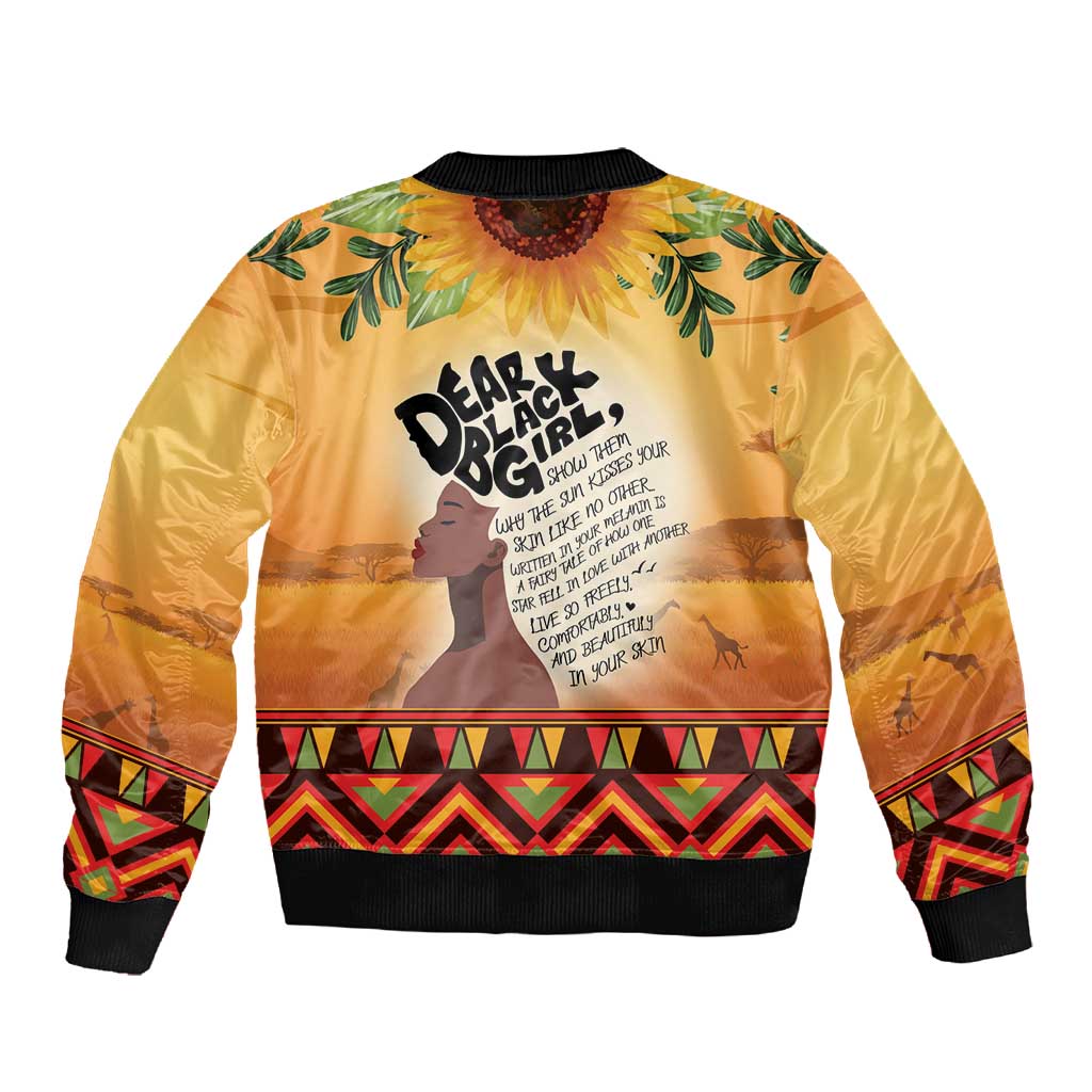 Dear Black Girl Sleeve Zip Bomber Jacket African Pride Black Women