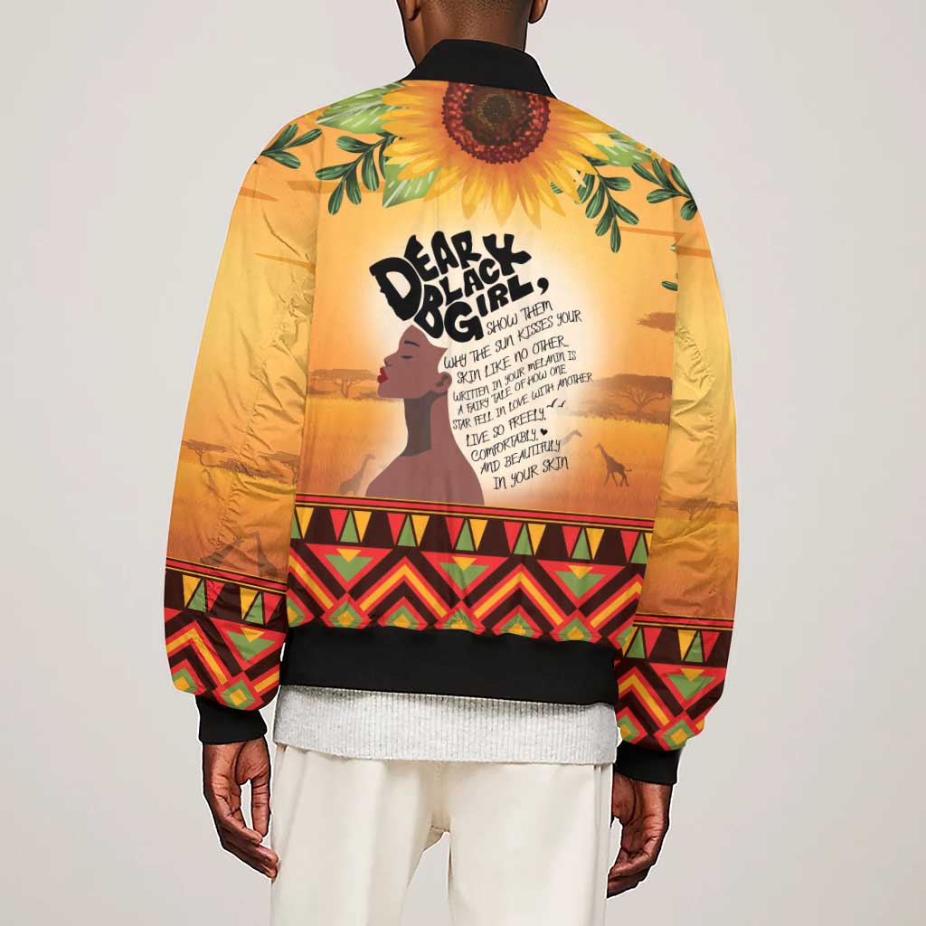 Dear Black Girl Sleeve Zip Bomber Jacket African Pride Black Women