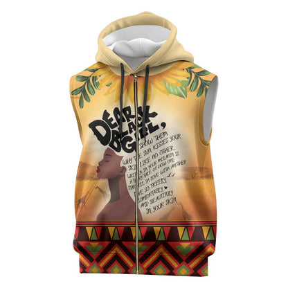 Dear Black Girl Sleeveless Zip Hoodie African Pride Black Women - African Pride