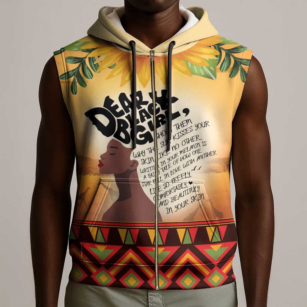 Dear Black Girl Sleeveless Zip Hoodie African Pride Black Women - African Pride