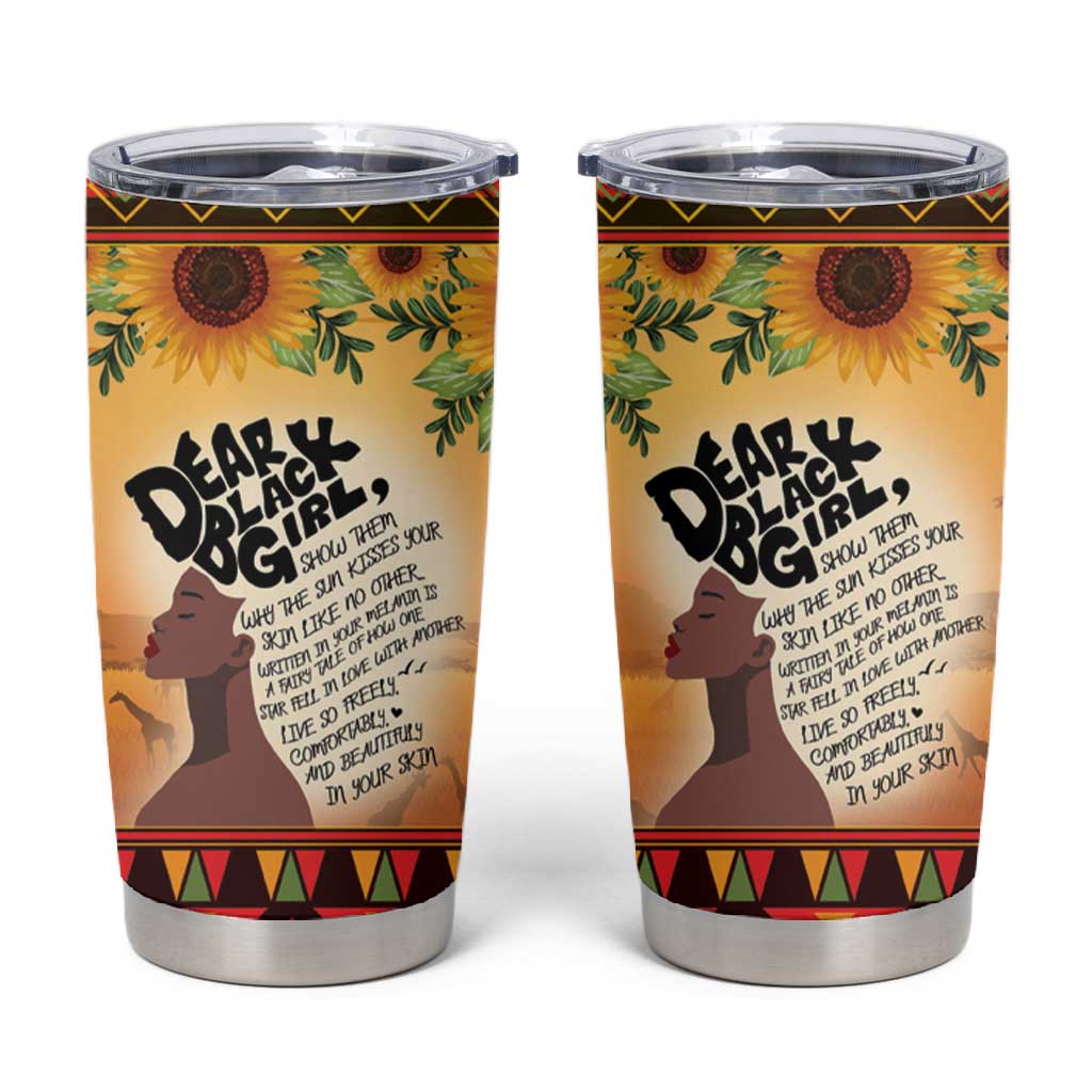 Dear Black Girl Tumbler Cup African Pride Black Women