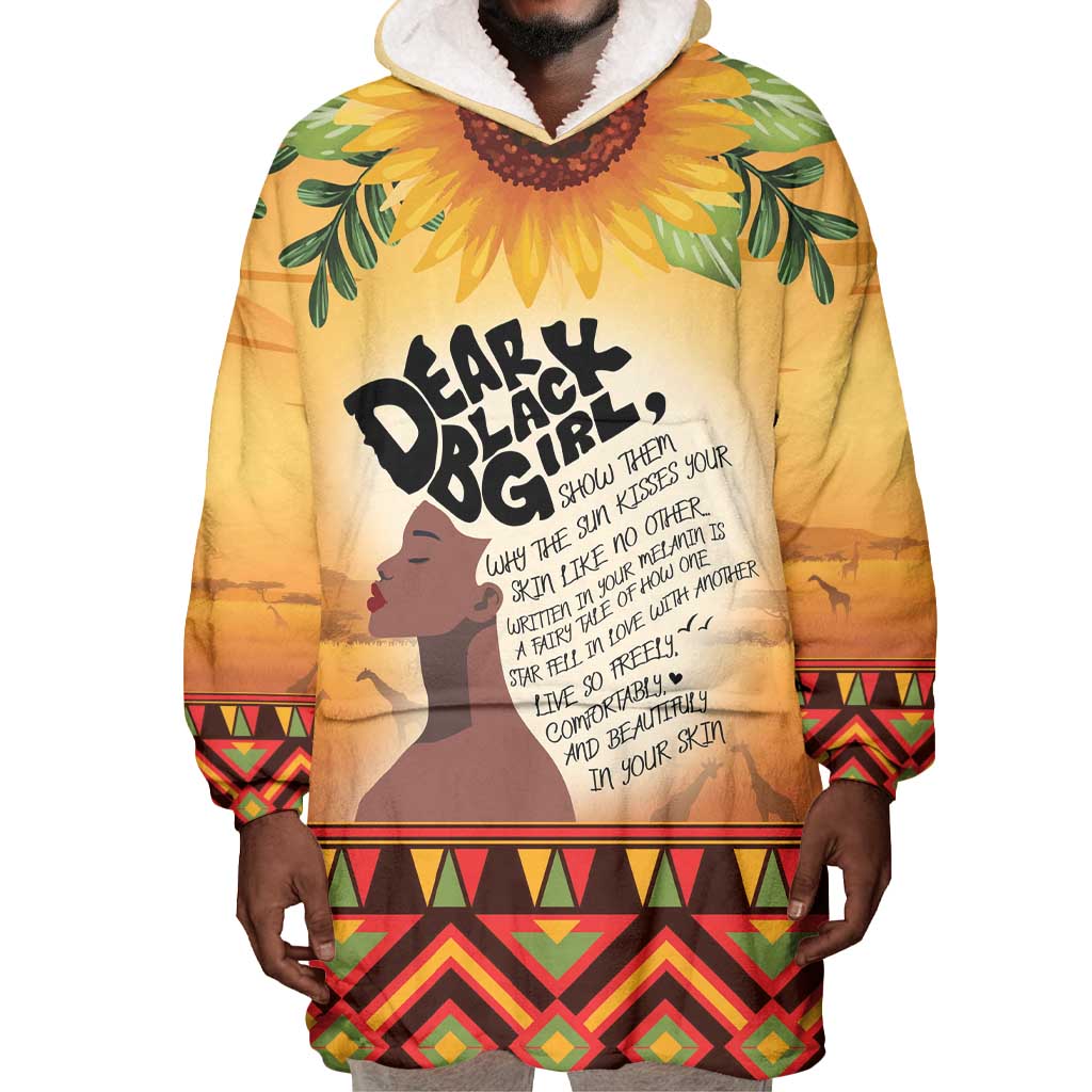 Dear Black Girl Wearable Blanket Hoodie African Pride Black Women