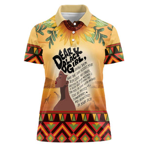 Dear Black Girl Women Polo Shirt African Pride Black Women