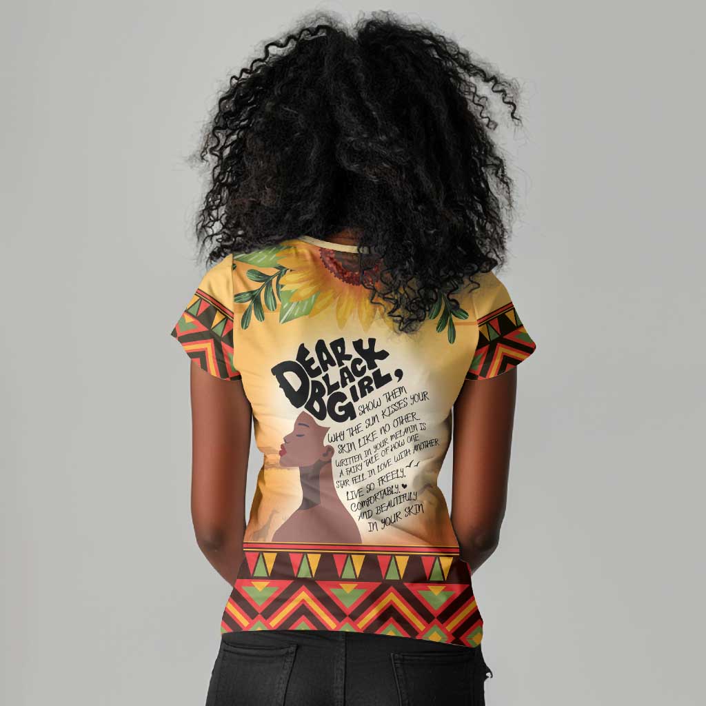 Dear Black Girl Women V-Neck T-Shirt African Pride Black Women