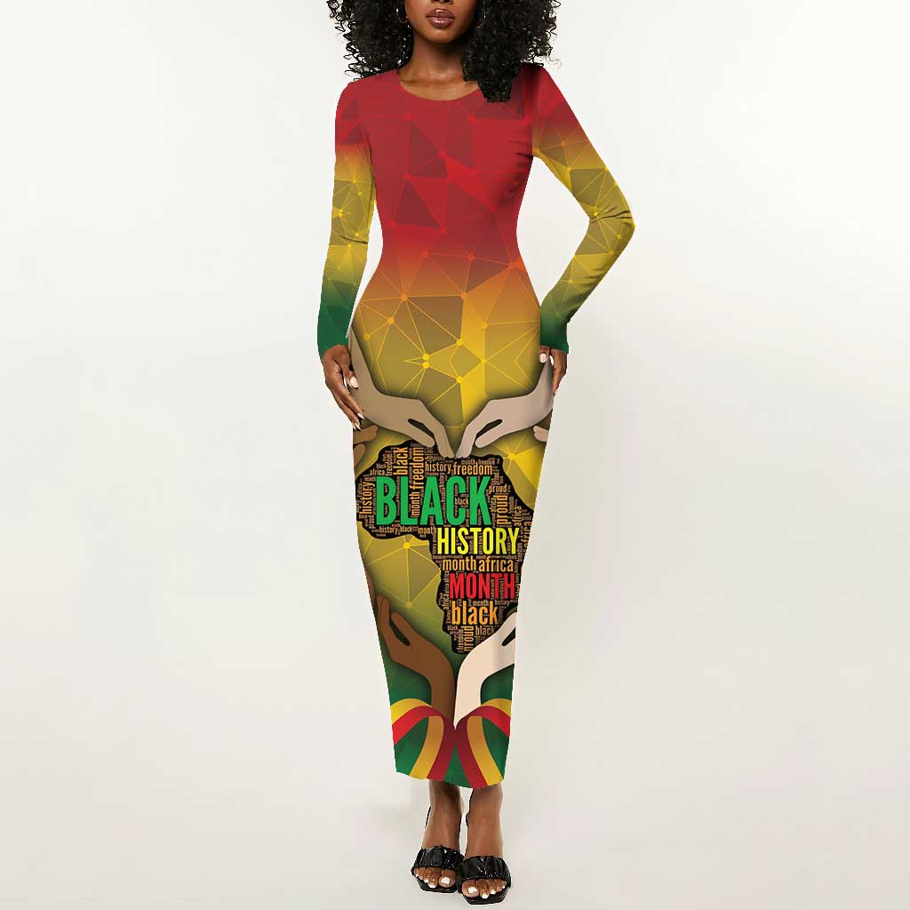 Black History Month Long Sleeve Bodycon Dress I Am Black