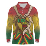 Black History Month Long Sleeve Polo Shirt I Am Black