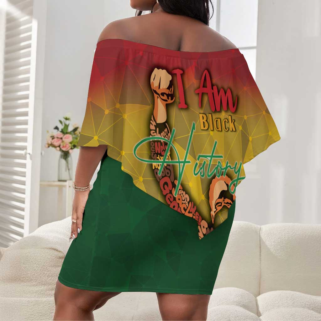 Black History Month Off Shoulder Short Dress I Am Black