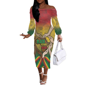 Black History Month Off The Shoulder Long Sleeve Dress I Am Black