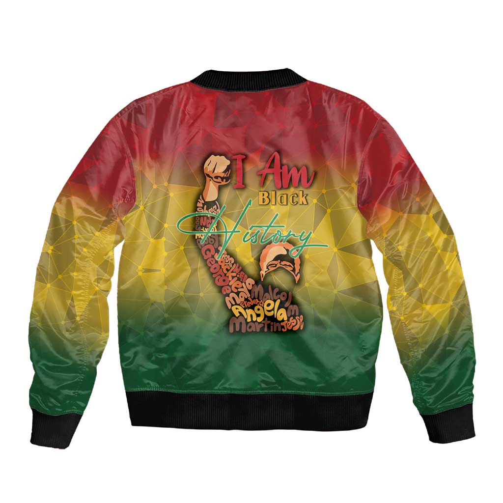 Black History Month Sleeve Zip Bomber Jacket I Am Black