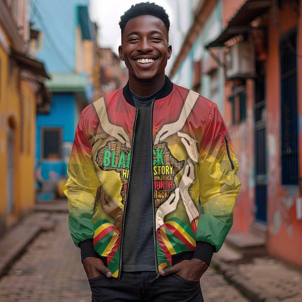 Black History Month Sleeve Zip Bomber Jacket I Am Black