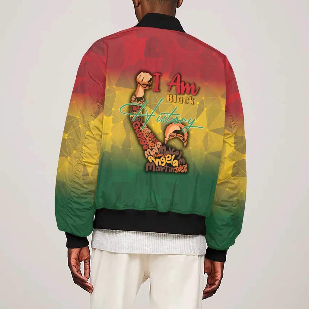 Black History Month Sleeve Zip Bomber Jacket I Am Black