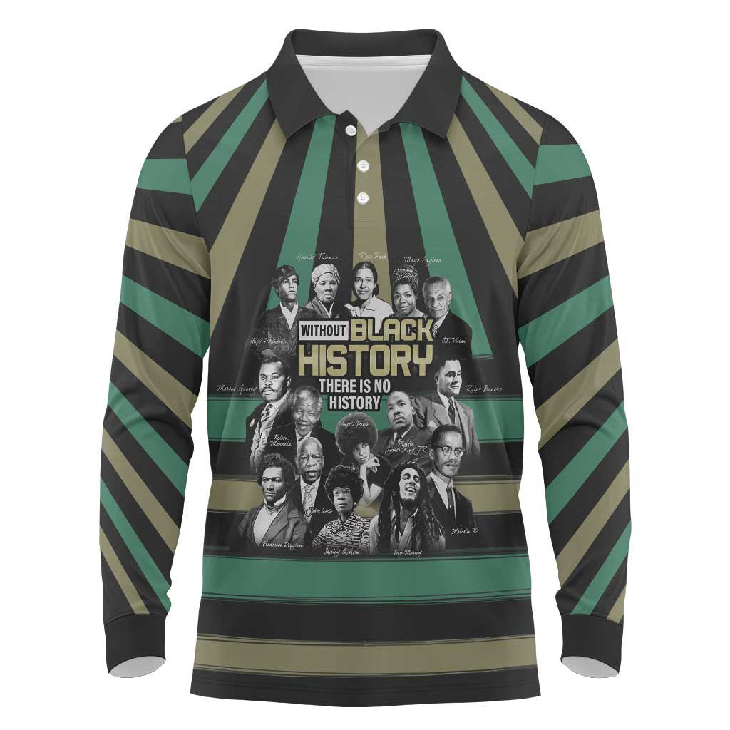Black History Month Long Sleeve Polo Shirt Civil Rights Leaders