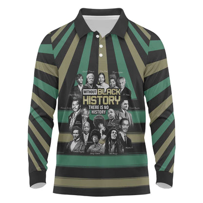 Black History Month Long Sleeve Polo Shirt Civil Rights Leaders