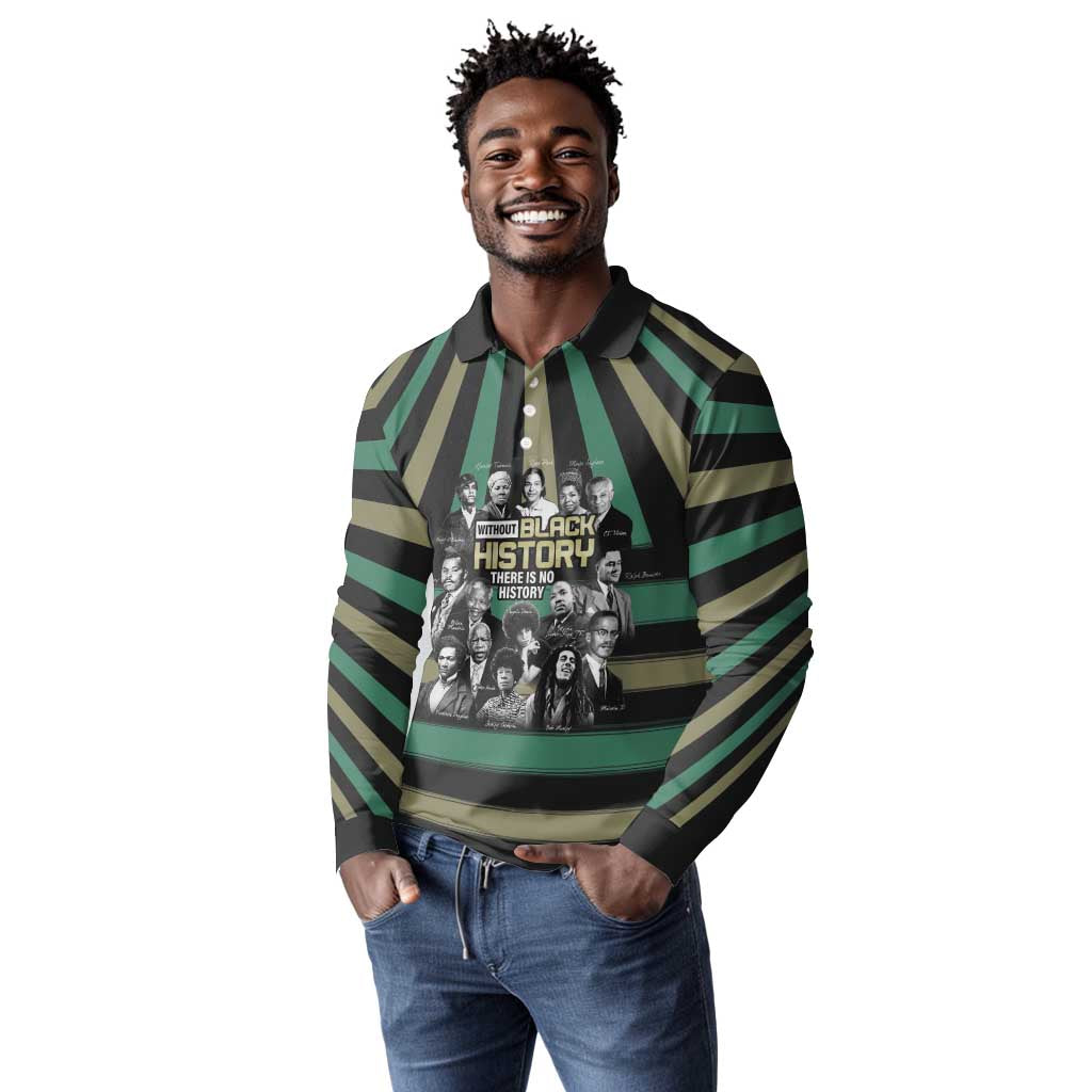 Black History Month Long Sleeve Polo Shirt Civil Rights Leaders