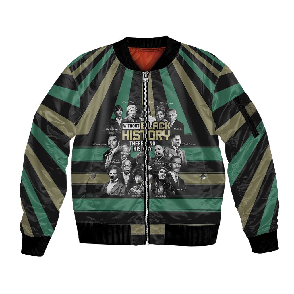 Black History Month Sleeve Zip Bomber Jacket Civil Rights Leaders