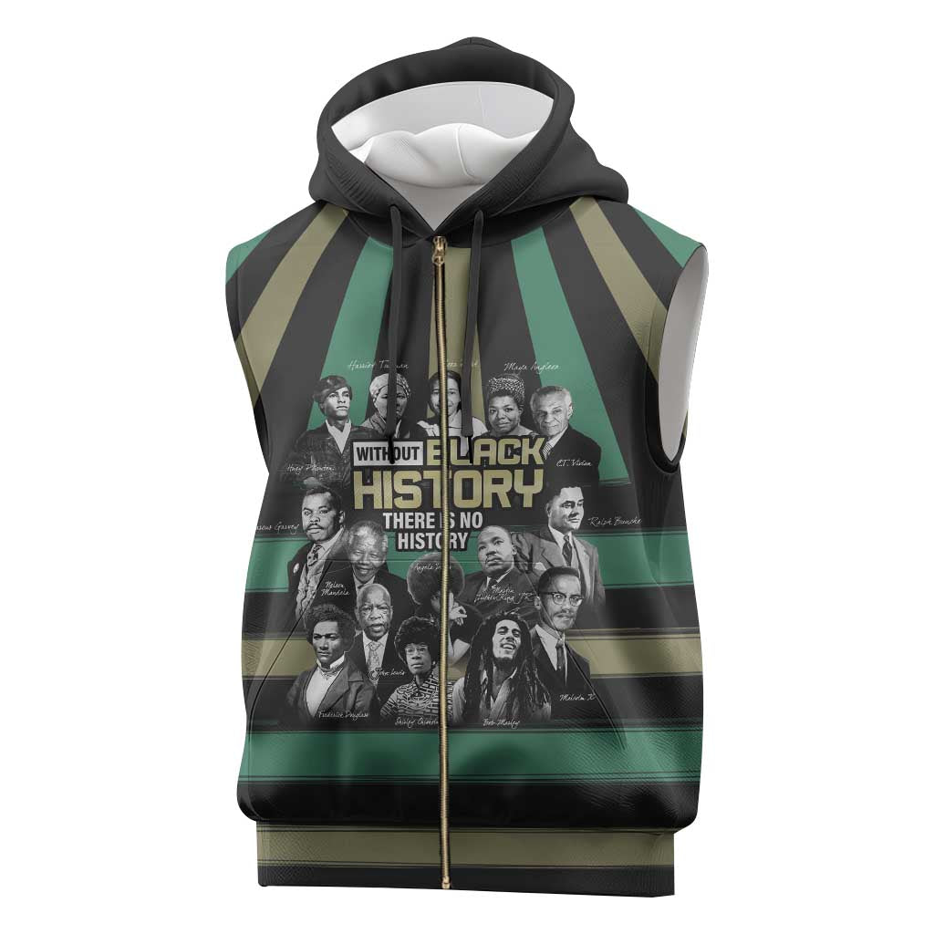 Black History Month Sleeveless Zip Hoodie Civil Rights Leaders - African Pride