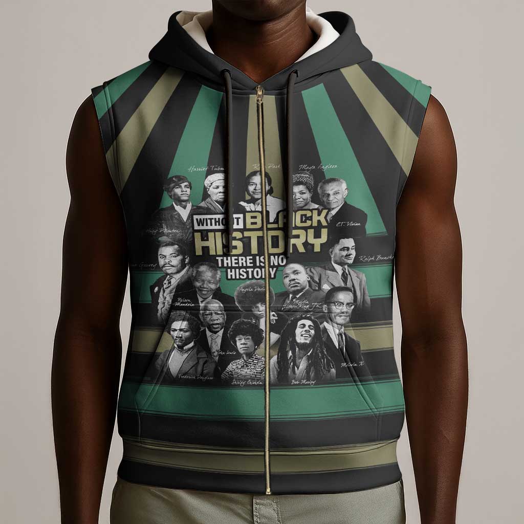 Black History Month Sleeveless Zip Hoodie Civil Rights Leaders - African Pride