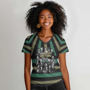 Black History Month Women V-Neck T-Shirt Civil Rights Leaders