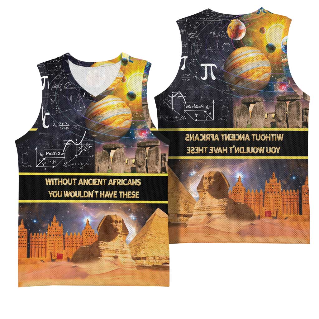 Afro Egyptian Pyramids Basketball Jersey Ancient African Achievements Galaxy - African Pride