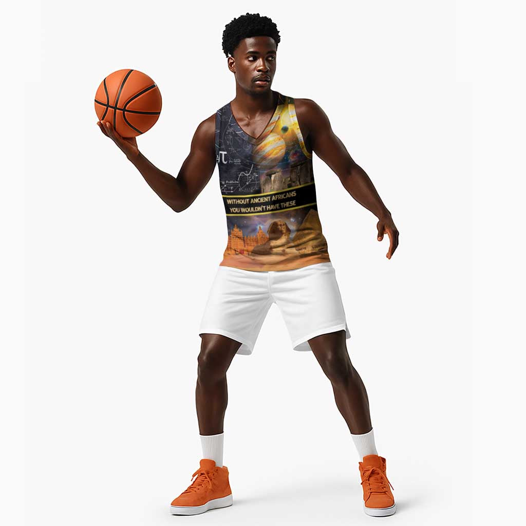 Afro Egyptian Pyramids Basketball Jersey Ancient African Achievements Galaxy - African Pride