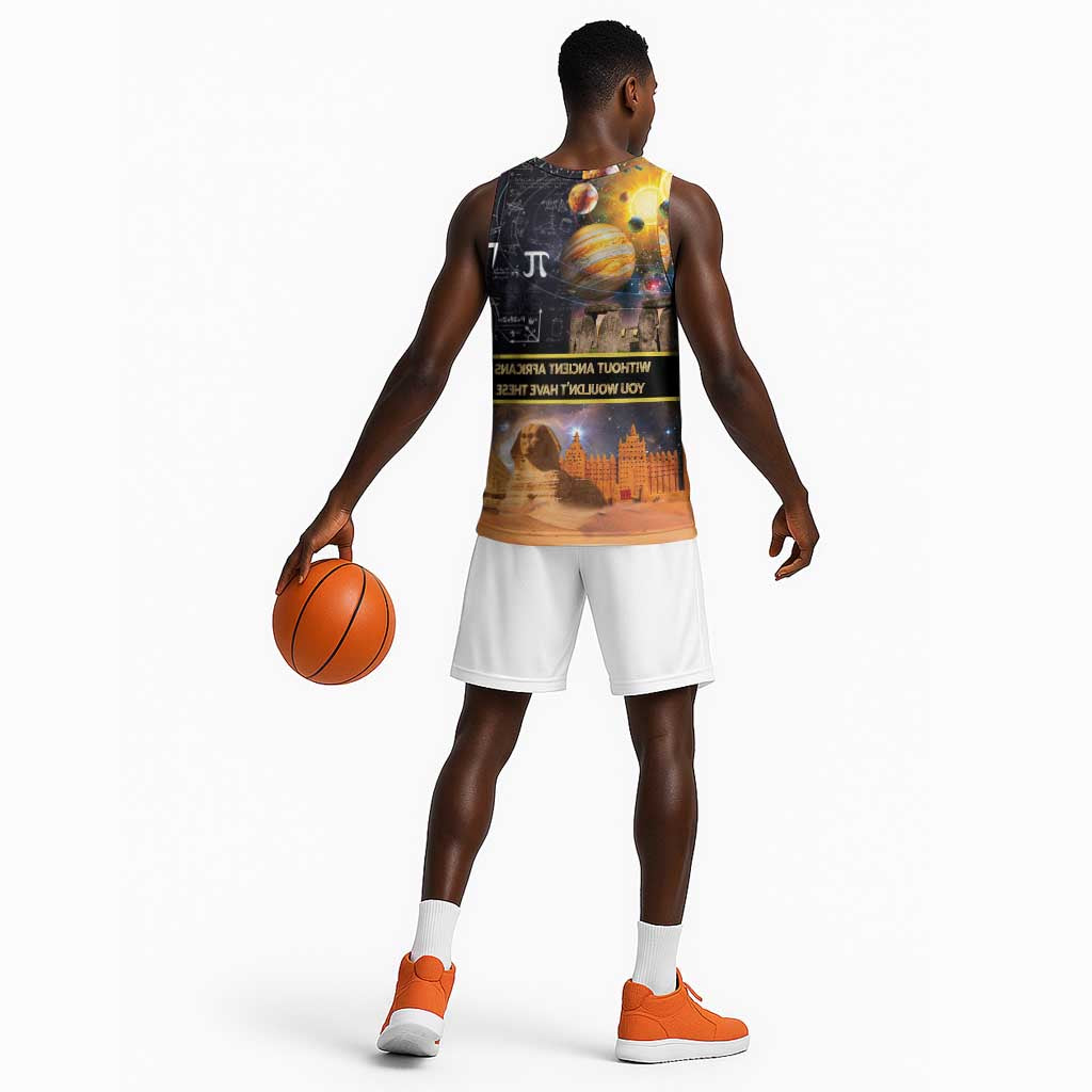 Afro Egyptian Pyramids Basketball Jersey Ancient African Achievements Galaxy - African Pride