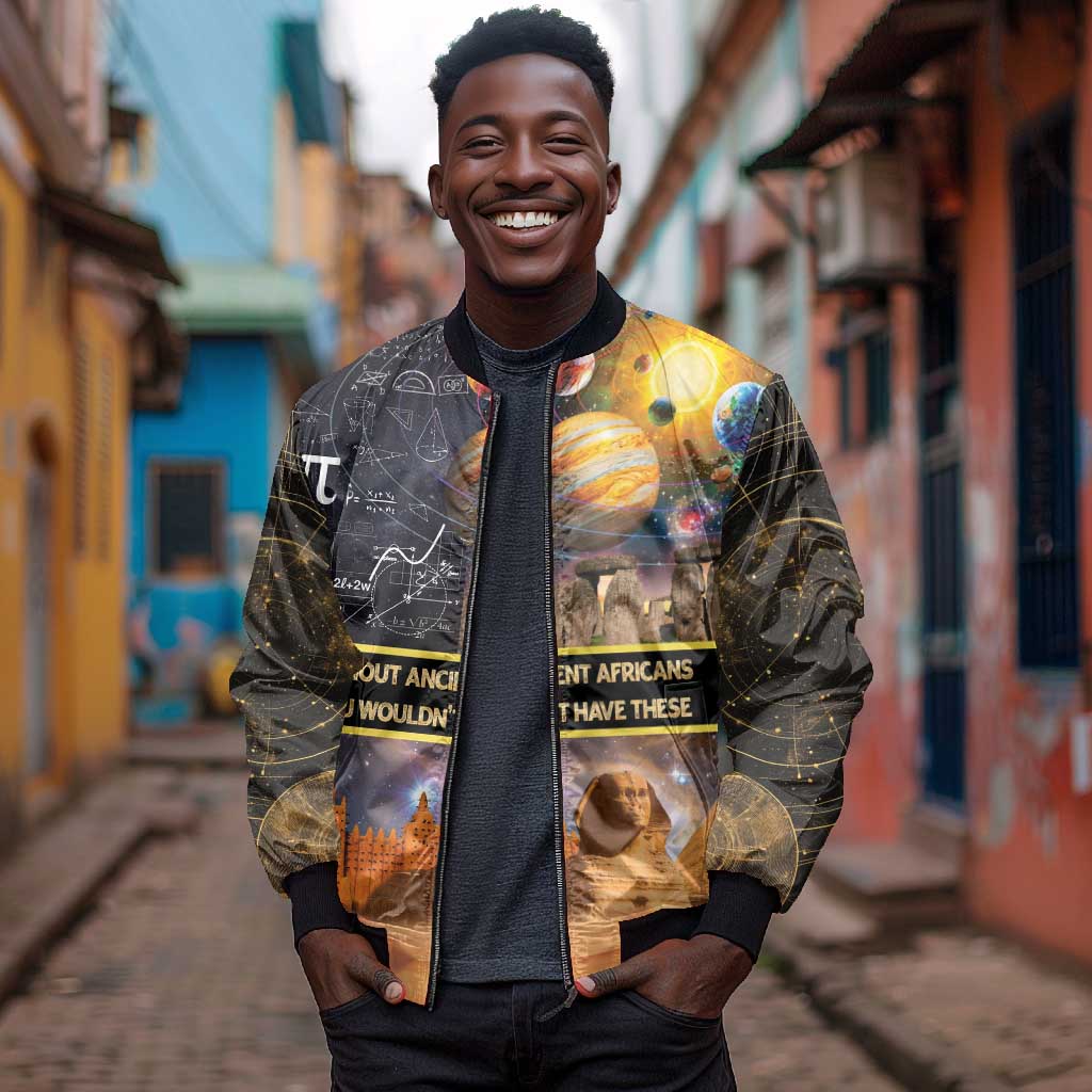 Afro Egyptian Pyramids Bomber Jacket Ancient African Achievements Galaxy