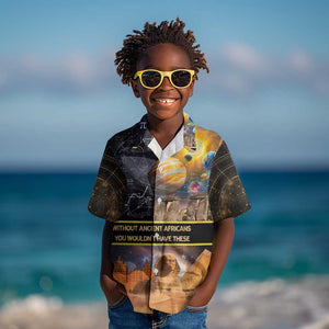 Afro Egyptian Pyramids Kid Hawaiian Shirt Ancient African Achievements Galaxy