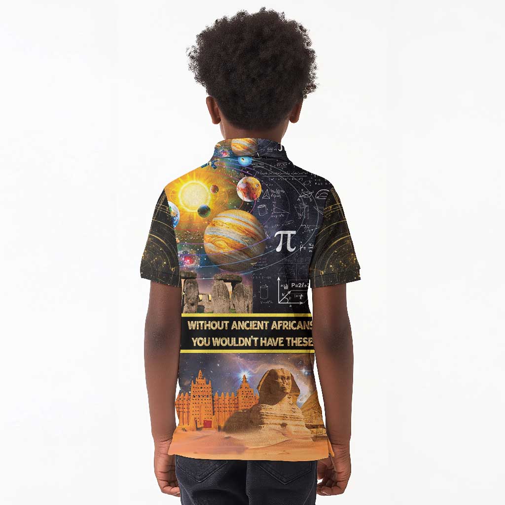 Afro Egyptian Pyramids Kid Polo Shirt Ancient African Achievements Galaxy