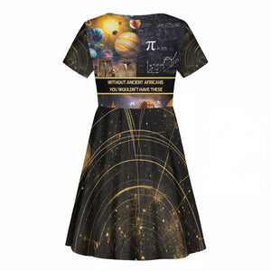 Afro Egyptian Pyramids Kid Short Sleeve Dress Ancient African Achievements Galaxy