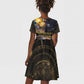 Afro Egyptian Pyramids Kid Short Sleeve Dress Ancient African Achievements Galaxy