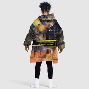 Afro Egyptian Pyramids Kid Wearable Blanket Hoodie Ancient African Achievements Galaxy