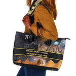 Afro Egyptian Pyramids Leather Tote Bag Ancient African Achievements Galaxy
